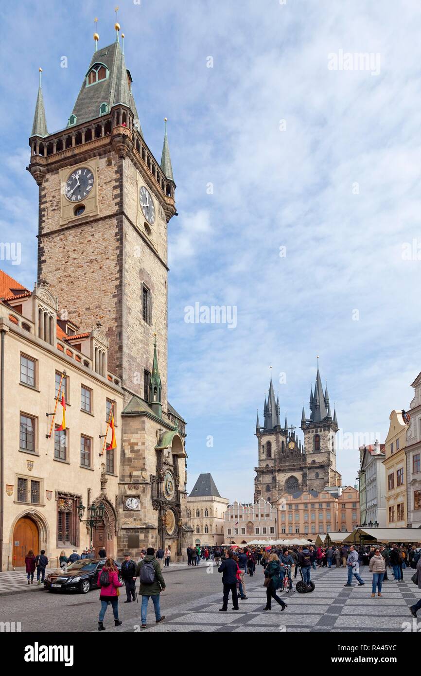 Altstädter Rathaus und die Teynkirche, Altstädter Ring, Prag, Tschechische Republik Stockfoto