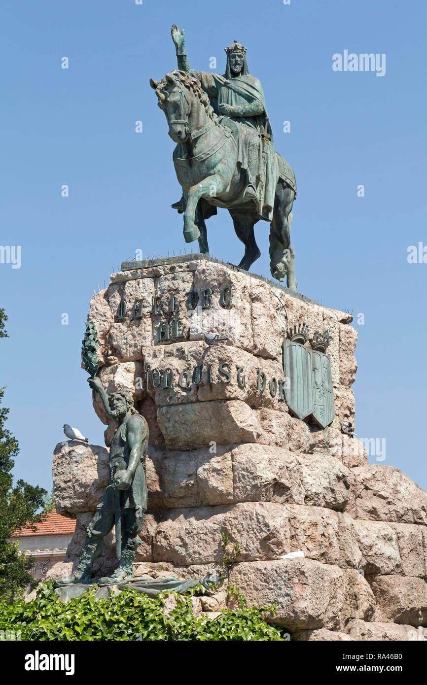 Die Statue von König Jaume I, Plaza de Espanya, Palma de Mallorca, Mallorca, Spanien Stockfoto