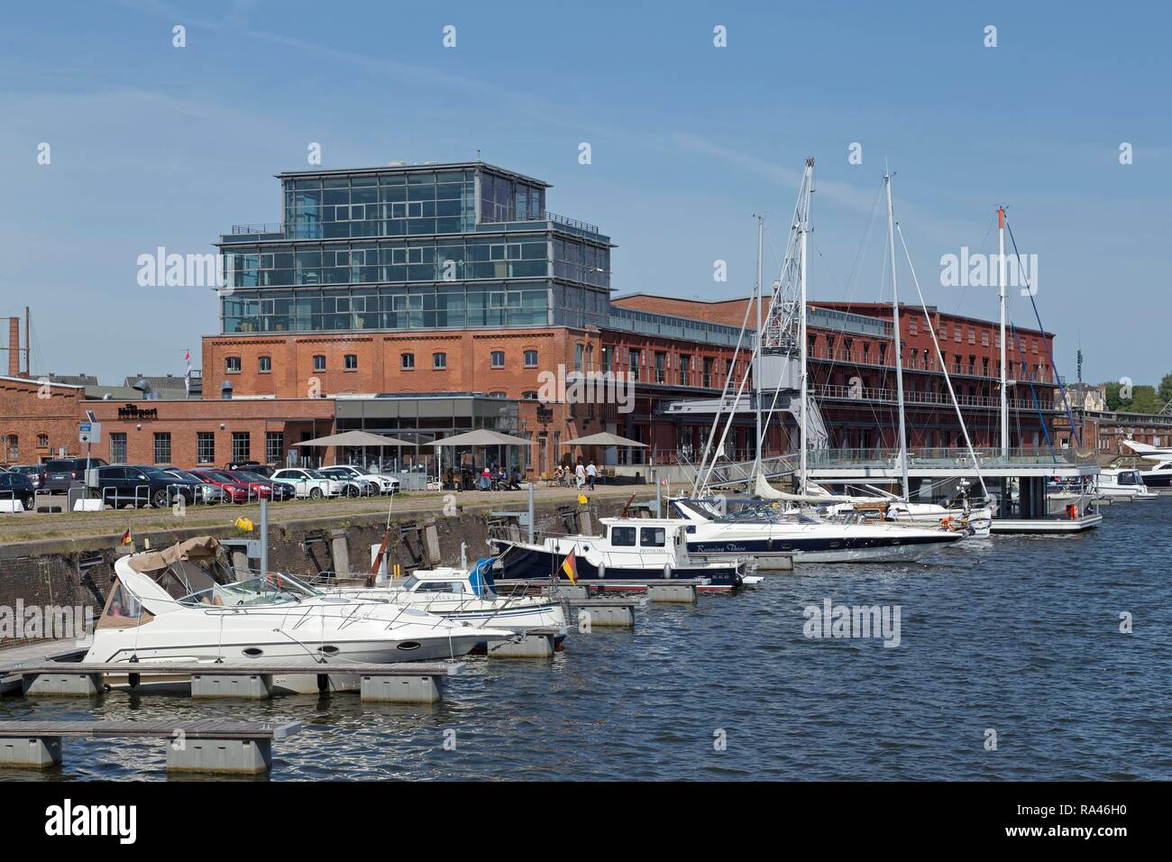 Veranstaltung Gebäude, Media Docks, Untertrave, Lübeck, Schleswig-Holstein, Deutschland Stockfoto
