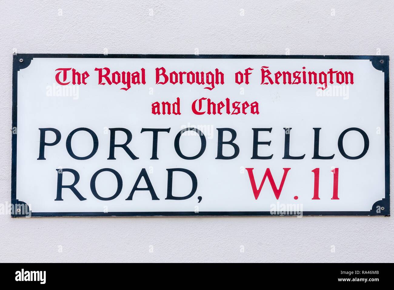 Schild in der Portobello Road, Notting Hill, London, Großbritannien Stockfoto