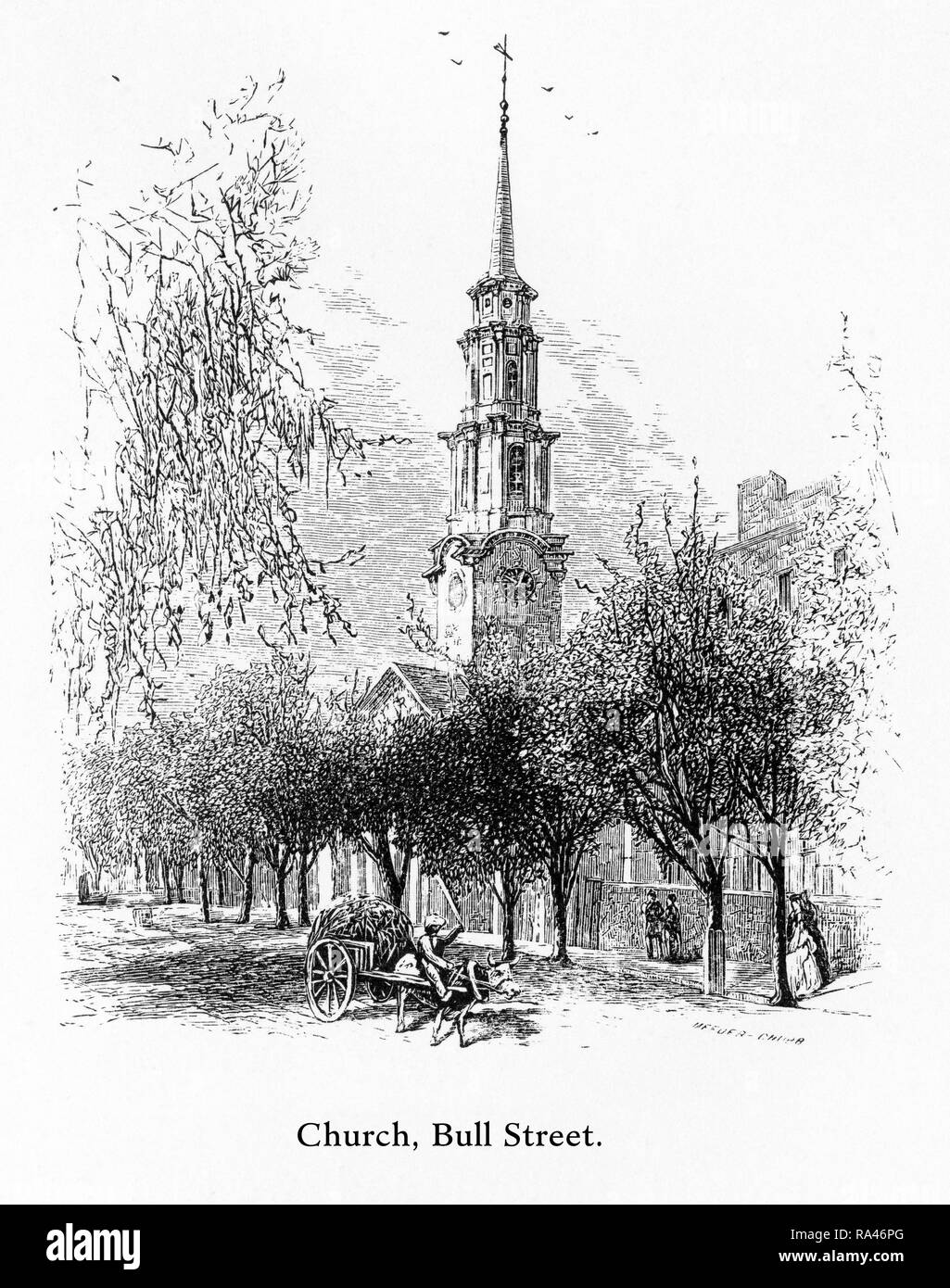 Kirche, Bull Street, Savannah, Georgia, USA, US-amerikanischen Viktorianischen Gravur, 1872 Stockfoto