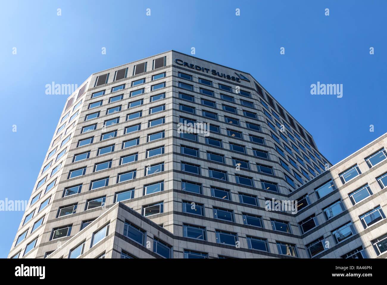 Die Schweizer Bank Credit Suisse, Finanz- und Bankenviertel Canary Wharf, London, Großbritannien Stockfoto