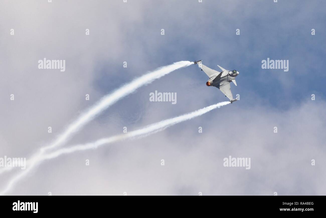 Schwedische Luftwaffe Saab JAS 39 Gripen durchführen an den 2018 Royal International Air Tattoo Stockfoto