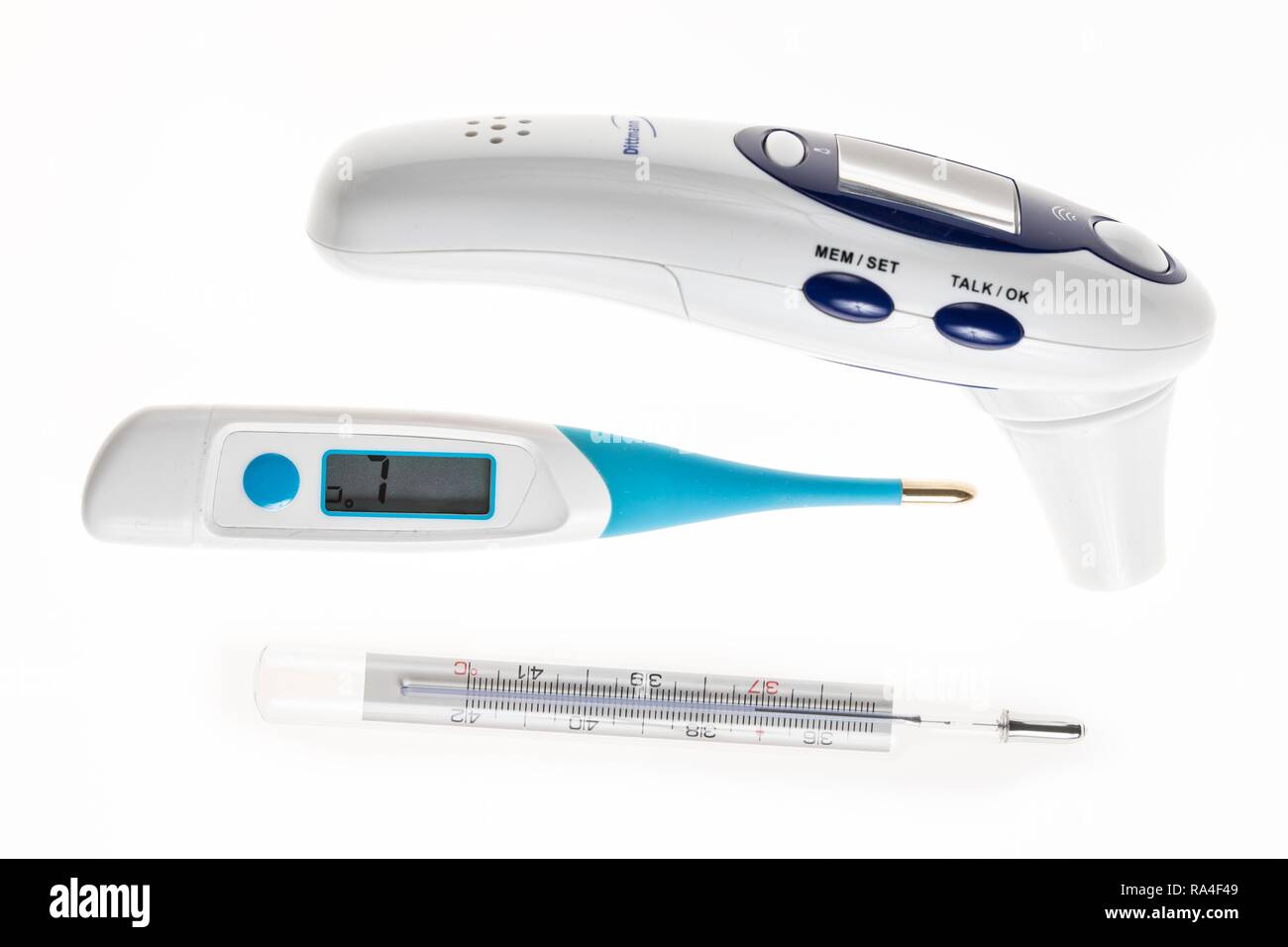 Klinische Thermometer, Fieberthermometer, digital, analog Quecksilber Thermometer, Thermometer, Ohr Thermometer Stockfoto