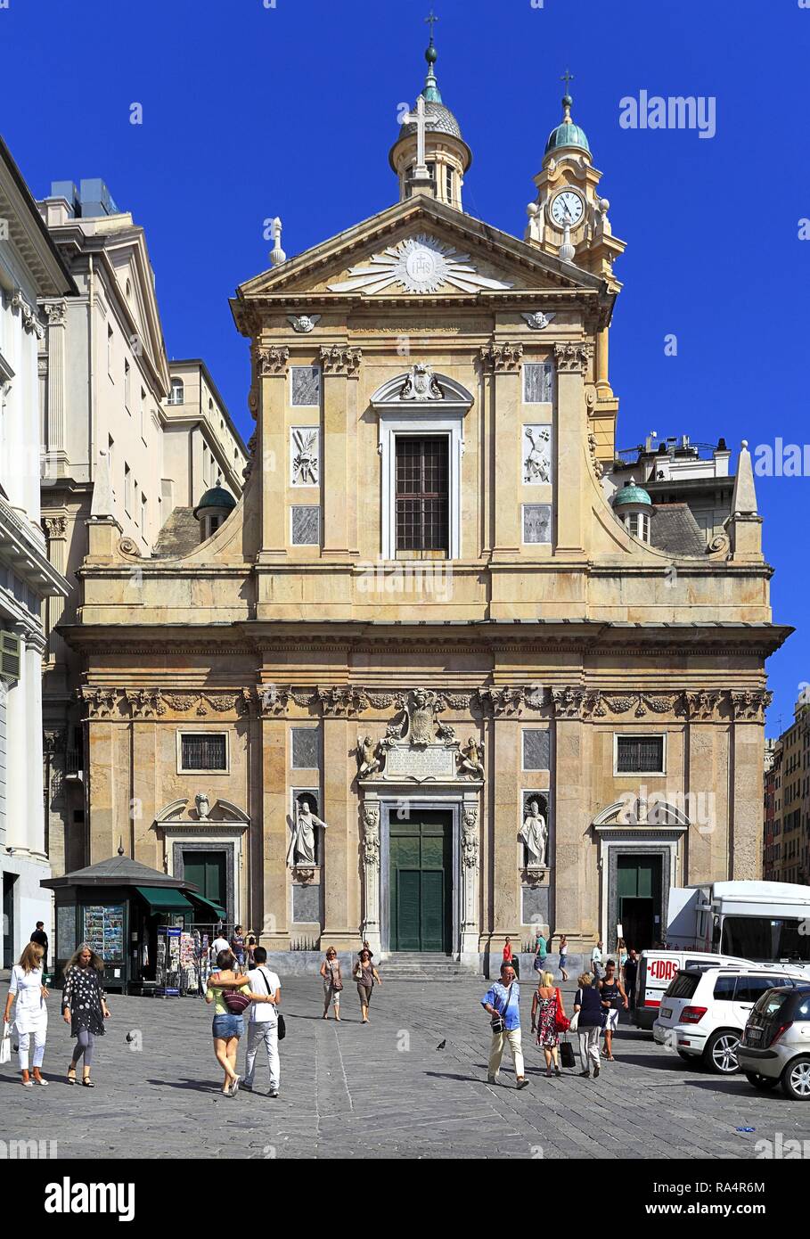 Wlochy - Ligurien - Genua - kosciol p.w. Imienia Jezus - Chiesa del Gesù e dei Santi Ambrogio e Andrea przy Piazza Matteotti ich Piazza de Ferrari Italien - Ligurien - Genua - die Kirche von Gesu Stockfoto