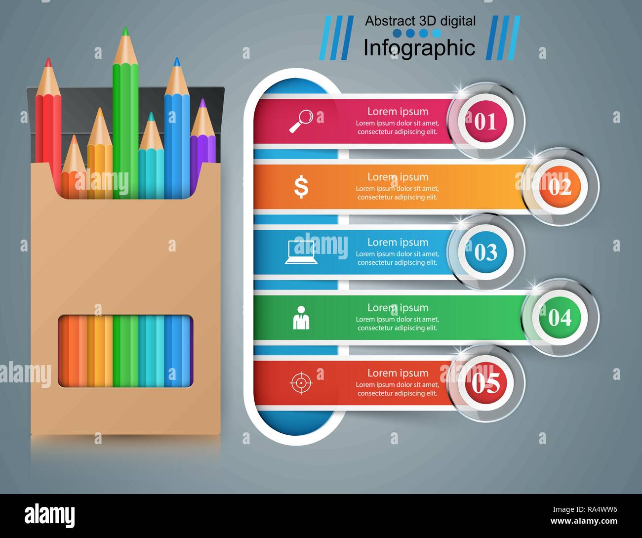 Business Bildung Infografik. Stift-symbol. Stock Vektor