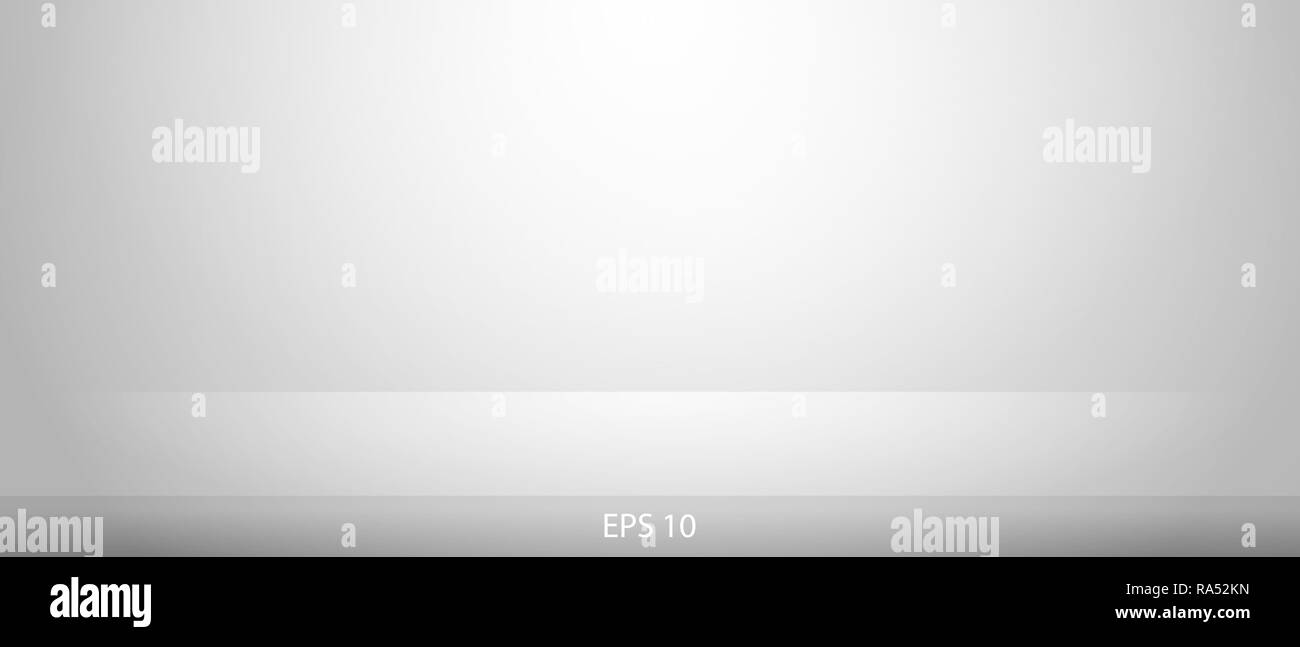 Weißen und grauen horizontalen Studio gradient Wand Zimmer, moderne Einrichtung, Hintergrund, Vektor und Illustration Stockfoto