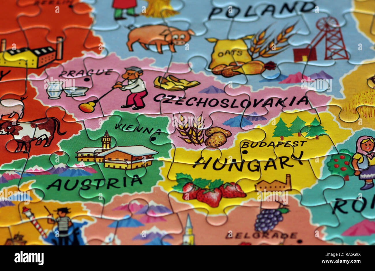 Mitteleuropa jigsaw Karte Stockfoto