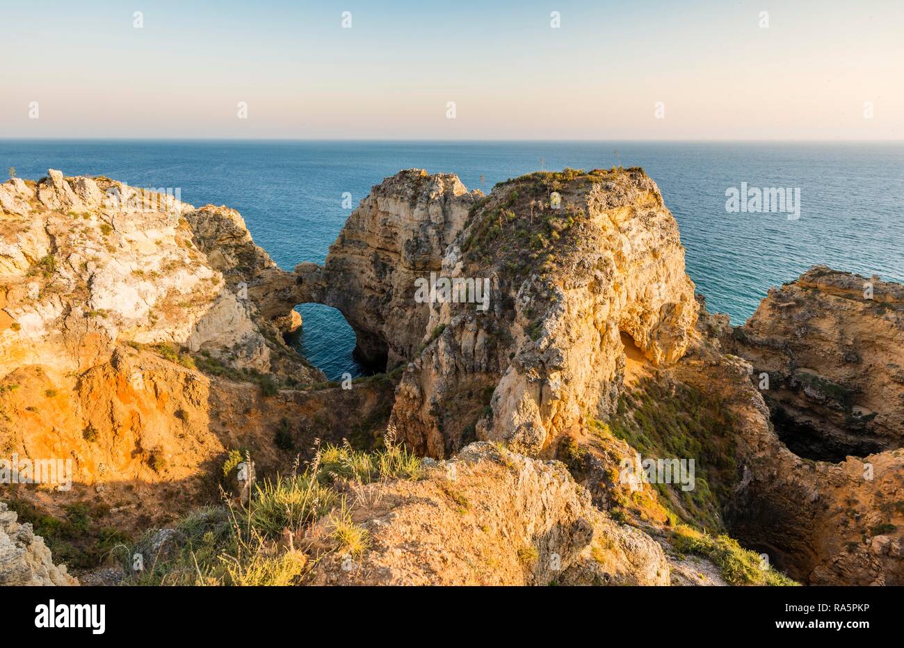 Ponta da Piedade, Schroffe Felsenküste von Sandstein, Felsformationen im Meer, Algarve, Lagos, Portugal Stockfoto