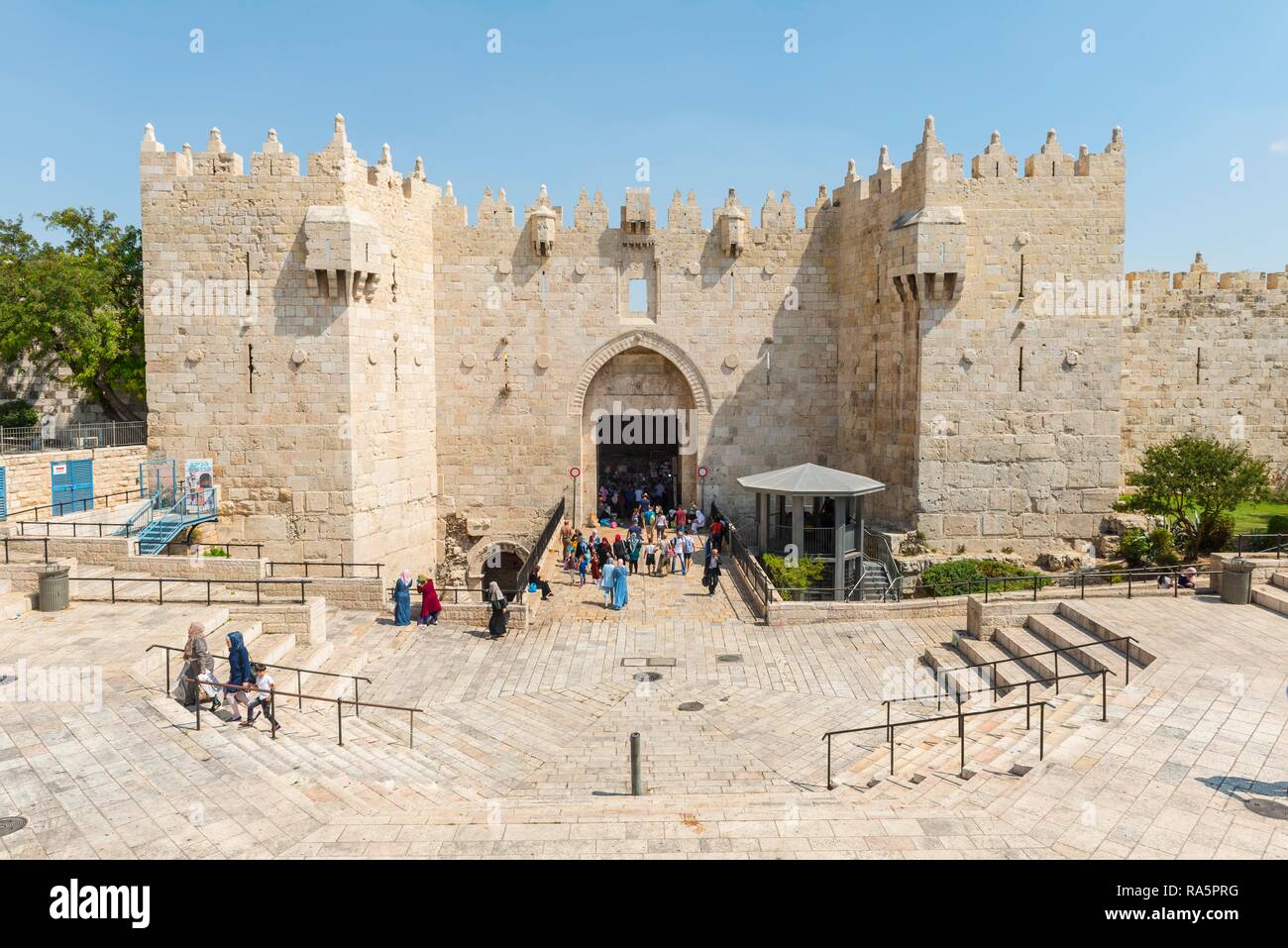 Damaskus Tor, alte Stadtmauer, Jerusalem, Israel Stockfoto