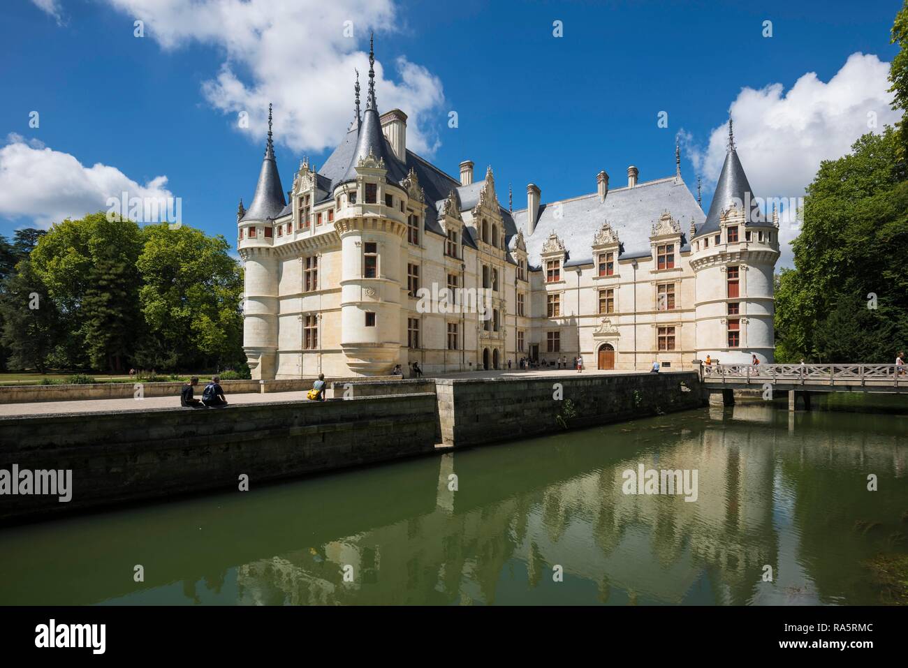 Chateau Azay-le-Rideau, Renaissance Schloss an der Loire, UNESCO-Weltkulturerbe, Département Indre-et-Loire, Frankreich Stockfoto