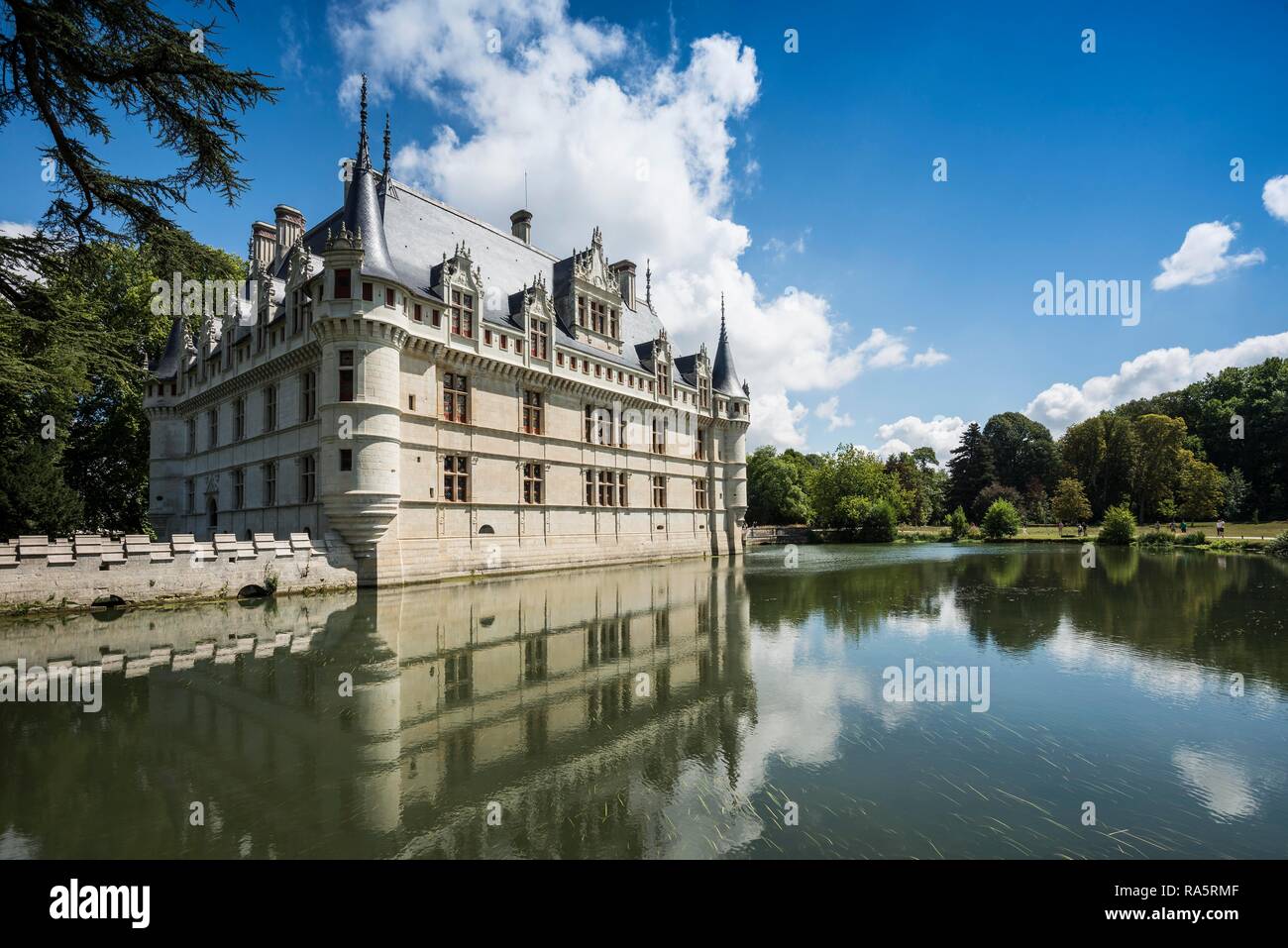 Chateau Azay-le-Rideau, Renaissance Schloss an der Loire, UNESCO-Weltkulturerbe, Département Indre-et-Loire, Frankreich Stockfoto