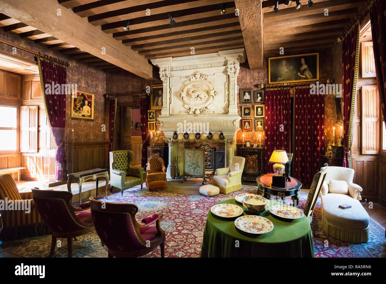 Historische Wohnzimmer Salon Chateau Azay Le Rideau