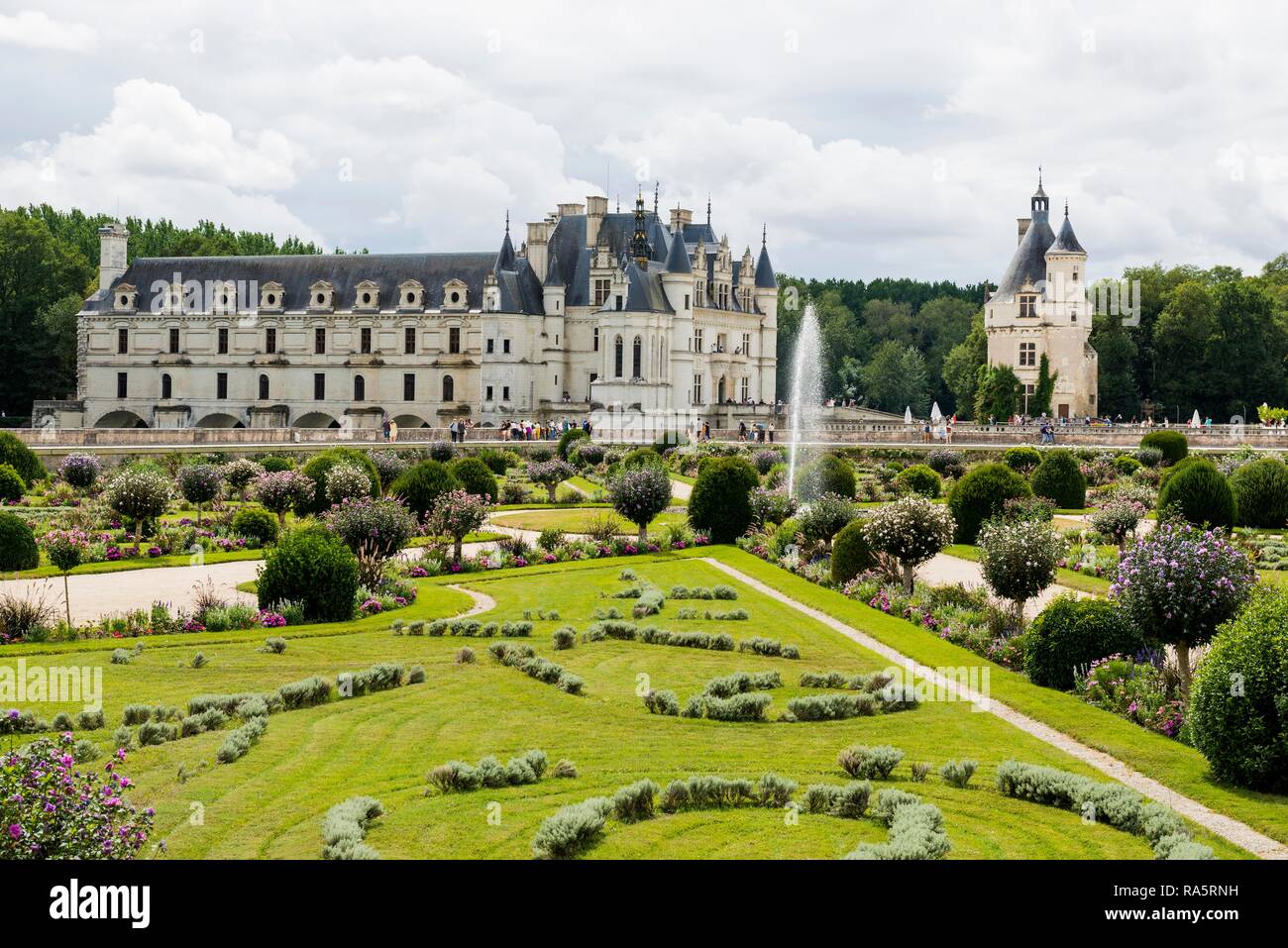 Schloss Chenonceau und Garten, Château de Chenonceau, Amboise Abteilung, Loire, Indre-et-Loire, Region Centre, Frankreich Stockfoto