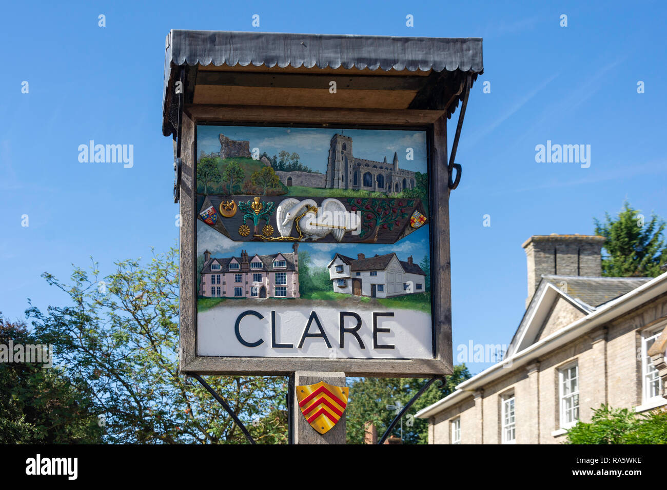 Ortsschild, nethergate Straße, Clare, Suffolk, England, Vereinigtes Königreich Stockfoto