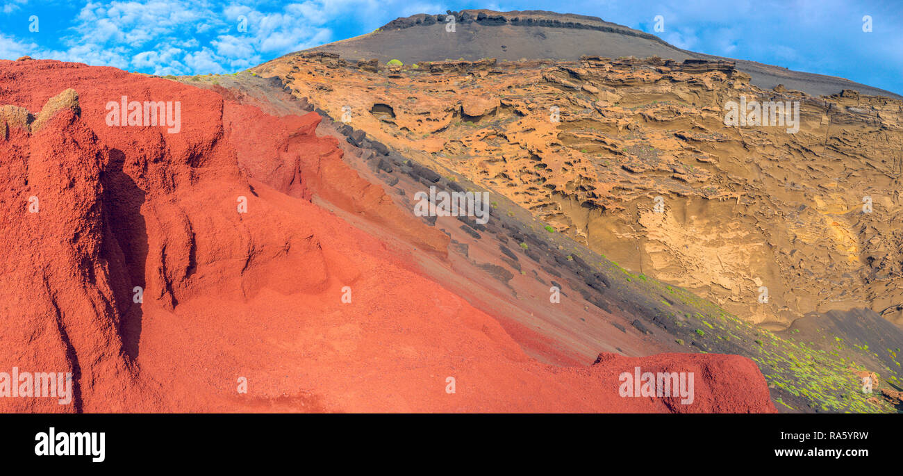 Die erstaunliche Landschaft von El Golfo auf der Insel Lanzarote, das von der vulkanischen Aktivität während der Erstellung der Insel gebildet. Stockfoto