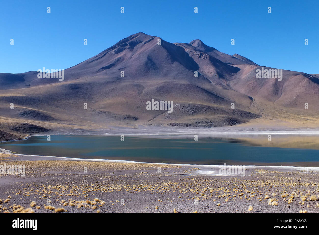 Licancabur Vulkan, die Atacama Wüste protector im Hochland. Ungewöhnliche Orte Konzept zu besuchen. San Pedro de Atacama, Chile. Stockfoto