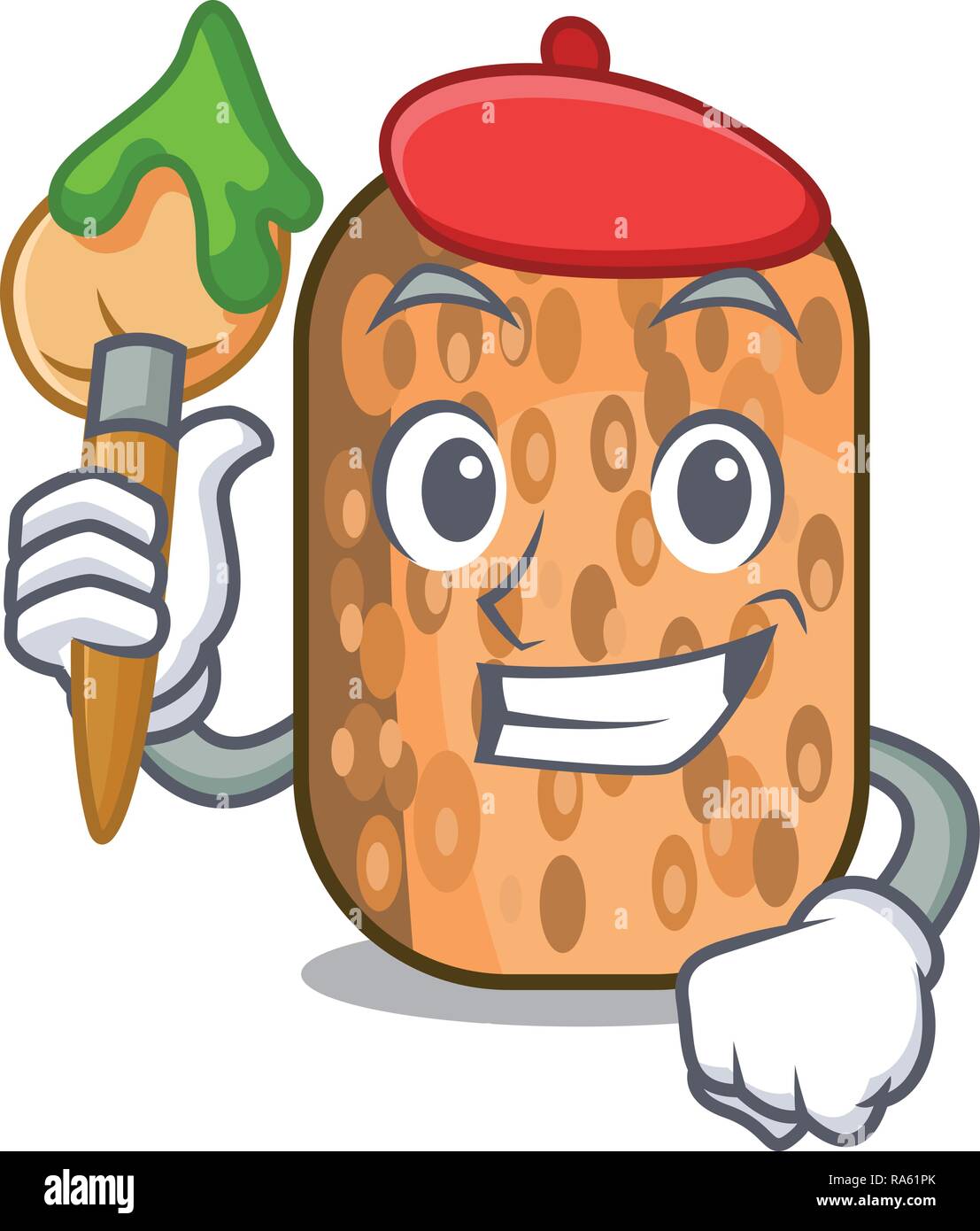 Artist tempeh gebraten in der Form Cartoon Stock Vektor