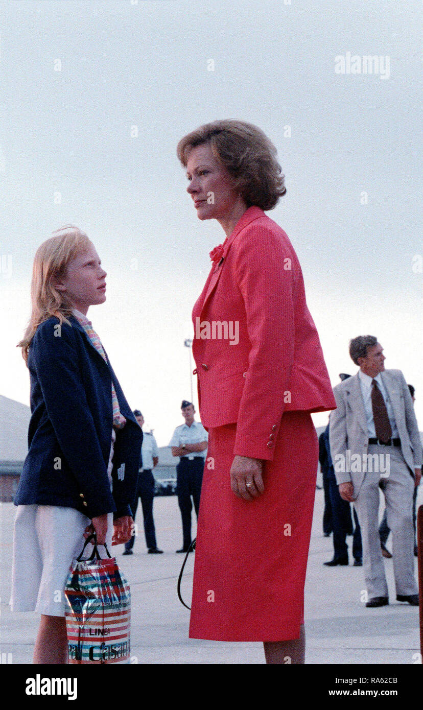 1980 - Rosalyn Carter, First Lady, und Tochter Amy Rückkehr von einer Europäischen besuchen. Stockfoto