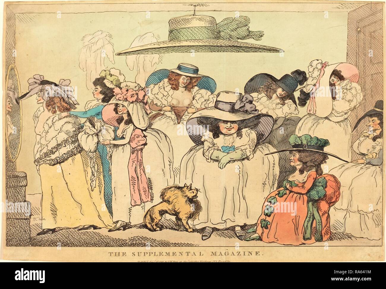 Thomas Rowlandson, britischen (1756-1827), der zusätzliche Magazin, 1786, handkolorierte Radierung. Neuerfundene Stockfoto