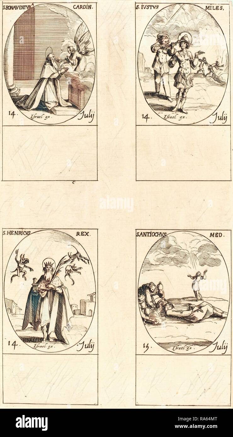 Jacques Callot, Französisch (1592-1635), St. Bonaventura, St. Justus, St. Heinrich, Kaiser, St. Antiochos, radierung Neuerfundene Stockfoto