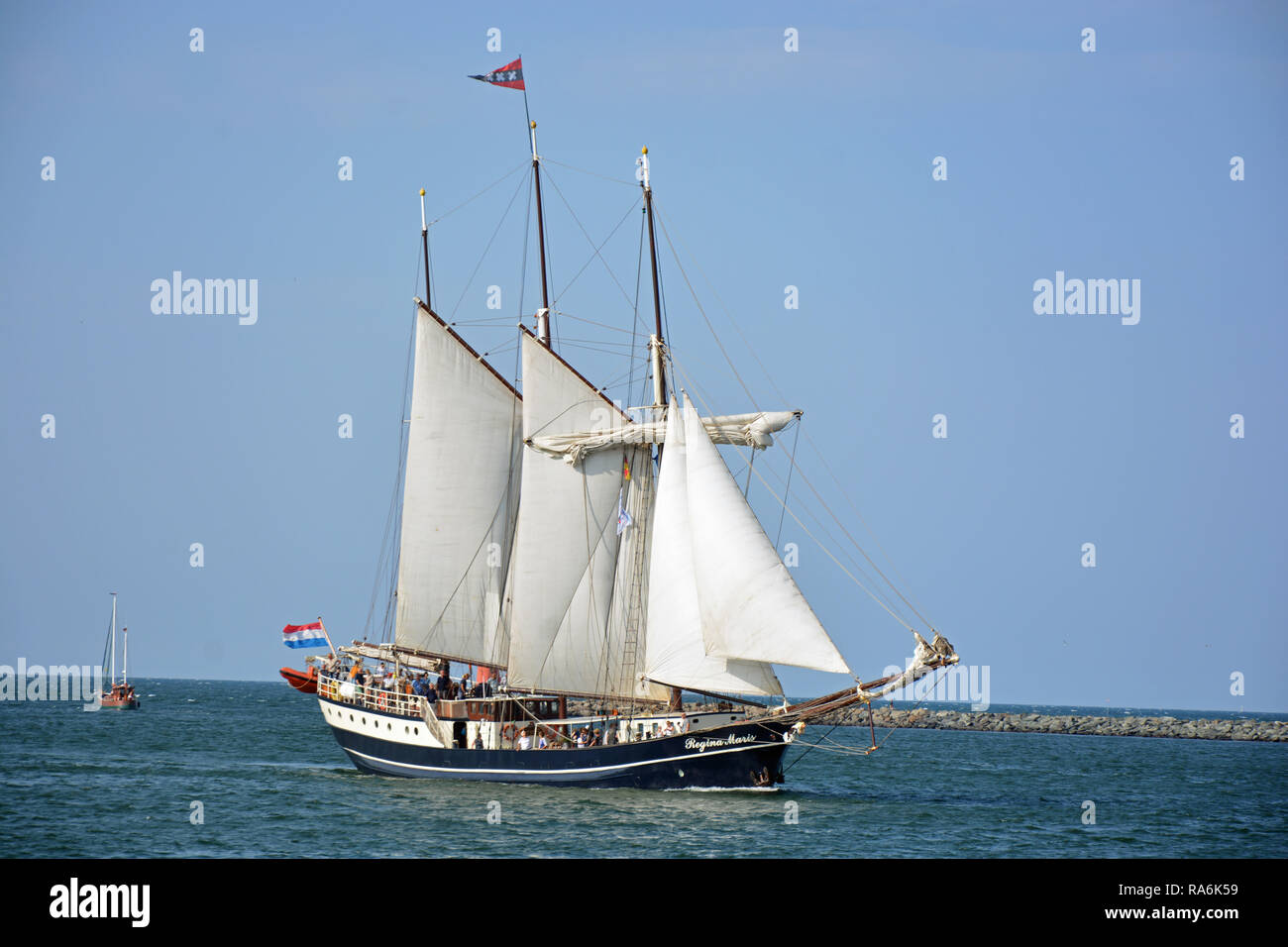 Panorama, Hintergrund, Segelschiff, Watt, Wattenmeer, Stockfoto