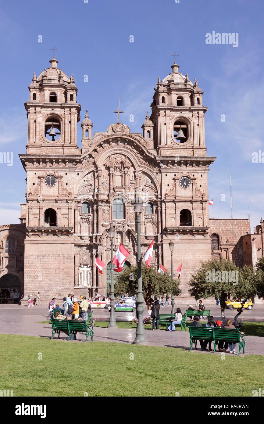 Iglesia La Compañía de Jesús Kirche, der Plaza Mayor, der Provinz Cusco, Peru Stockfoto