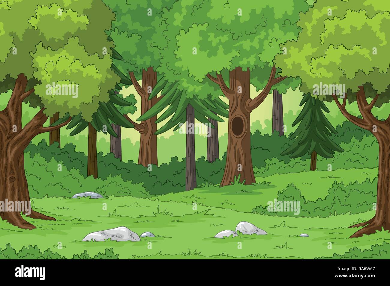 Wald Landschaft Mit Steinen Hand Zeichnen Abbildung Stock Vektorgrafik Alamy
