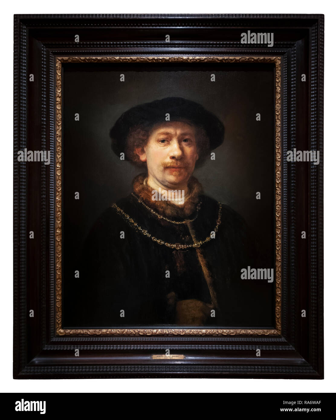 Rembrandt Selbstbildnis Selbstbildnis mit Hut und zwei Ketten 1642 1643 im Alter von 36 Jahren 37. Stockfoto