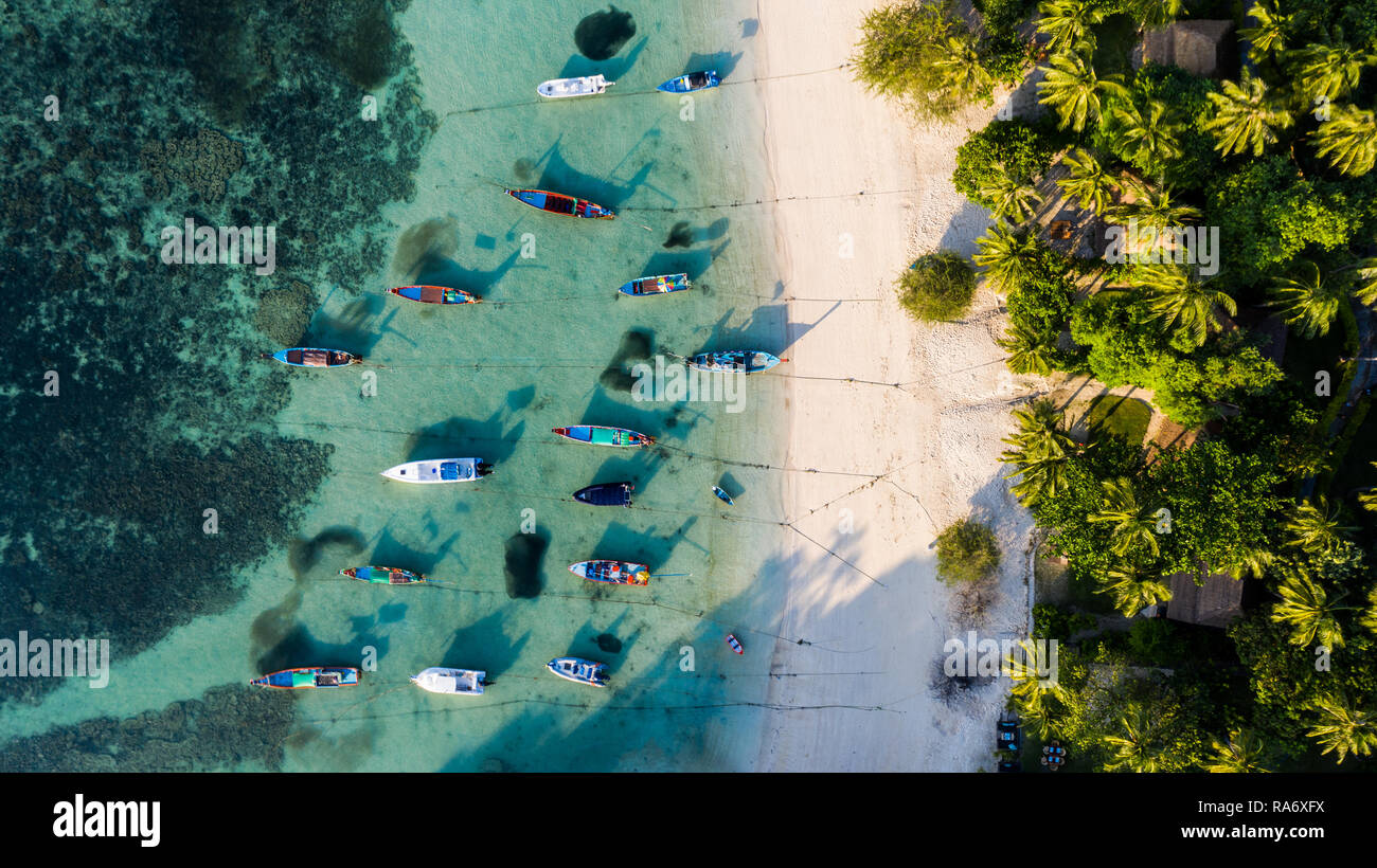 Strand und Boote auf die thian Og Bay oder Shark Bay, Koh Tao, Thailand Stockfoto