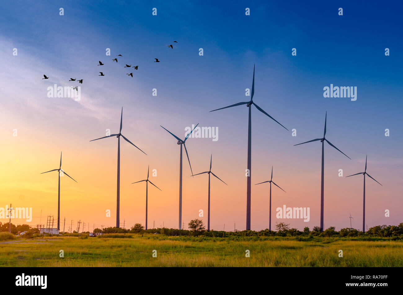 Windturbine Energie Grüne ökologische Power Energy Generation. Windpark eco Feld schönen Himmel Hua Sai Nakhon Si Thammarat Thailand Stockfoto