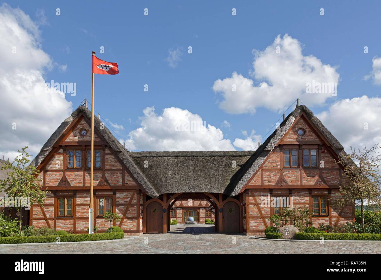 Fachwerkhäuser, hotel, Hogendiekbrück, Altes Land, Niedersachsen, Deutschland Stockfoto