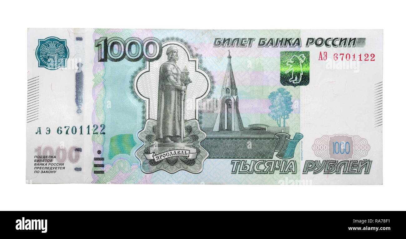 1000 Russische Rubel, neue Banknote Stockfoto