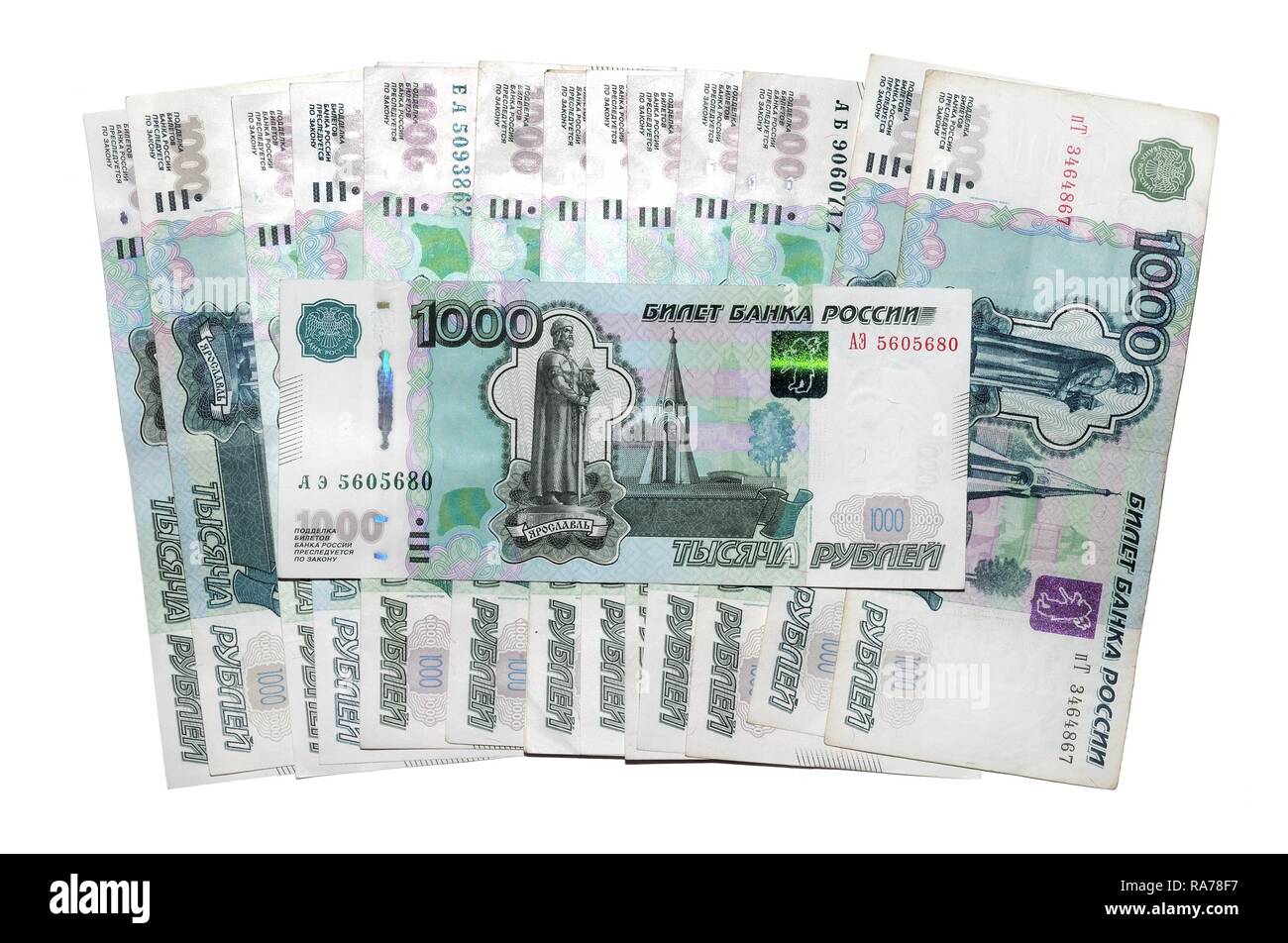 Banknoten, 1000 Russischer Rubel Stockfoto
