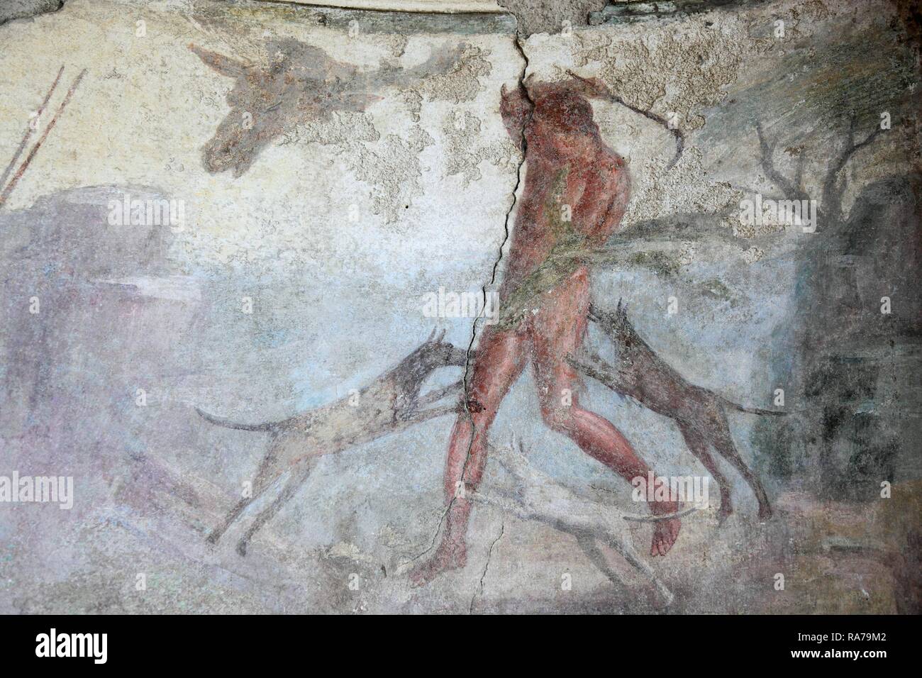 Malerei im Haus des Menandro, einem herrschaftlichen Wohnhaus, Pompei, Kampanien, Italien, Europa Stockfoto