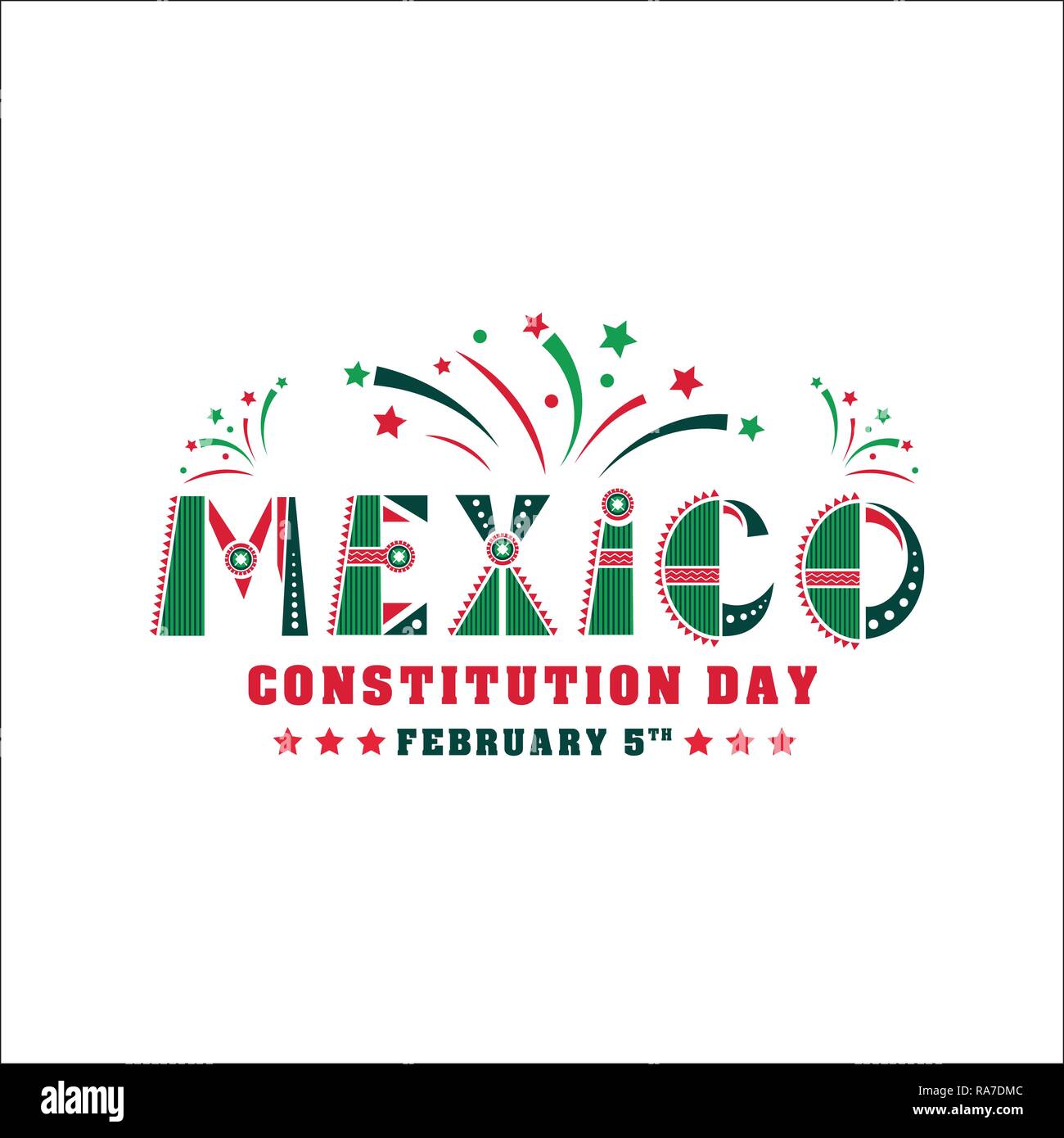 Mexiko Tag der Verfassung Abbildung. Vektor 5. Februar Feier Karte. Stock Vektor