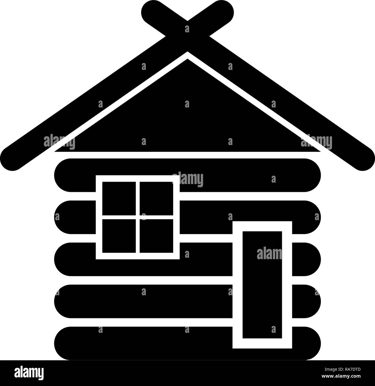 Hölzerne Haus Scheune mit Holz modulare Kabinen Holzhütte modulare Häuser Symbol Farbe schwarz Vektor I Stil einfach Bild anmelden Stock Vektor