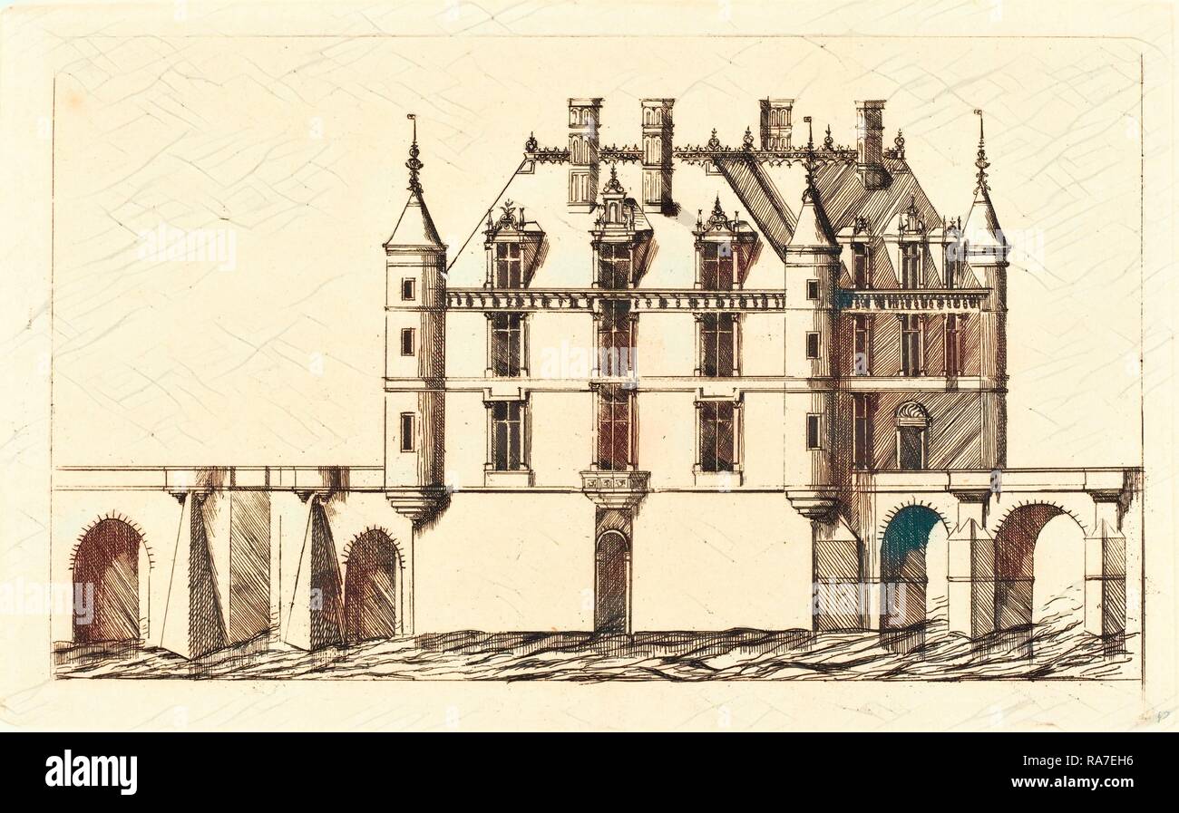 Charles Meryon nach Jacques Androuet Ducerceau ich, Französisch (1821-1868), Chateau de Chenonceau, 1 re Planche (Die Neuerfundene Stockfoto