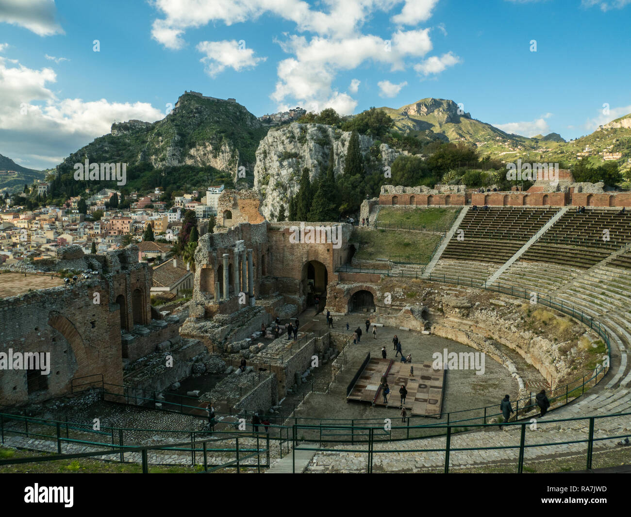Theater in Taormina, Provinz Messina, Sizilien, Italien Stockfoto