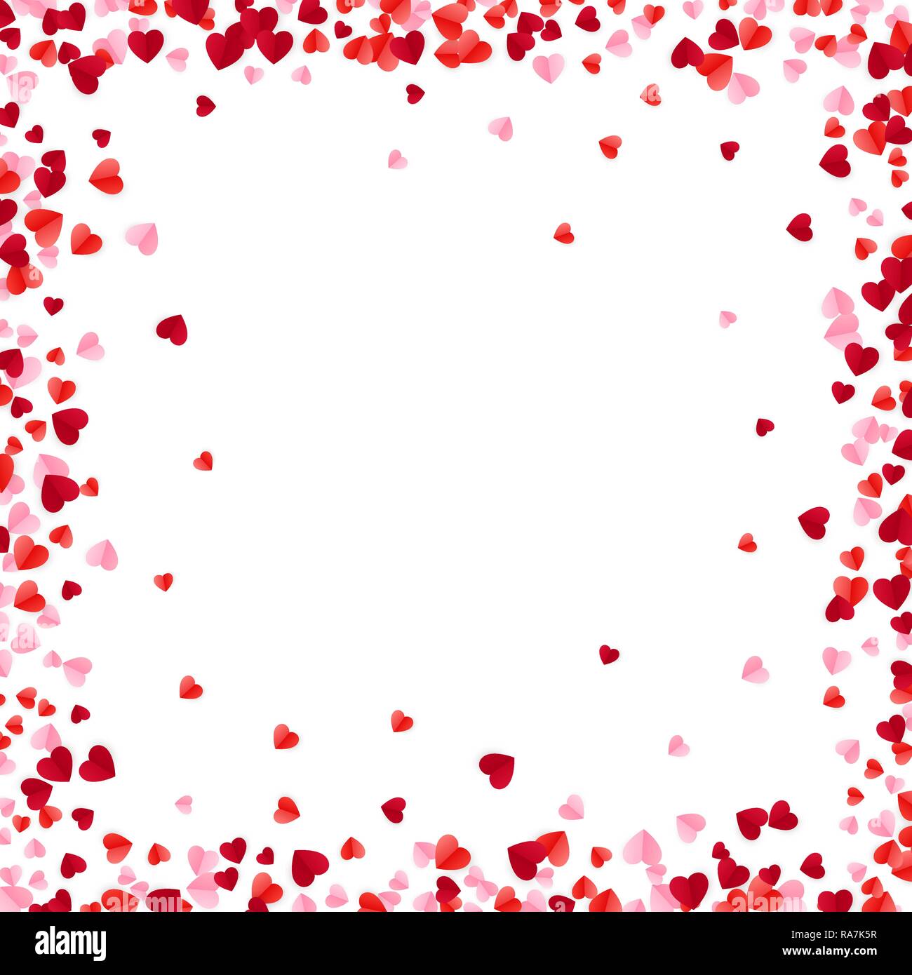 Rot und rosa Papier Herzen Rahmen Hintergrund. Herz Rahmen mit Platz für  Text. Romantische zerstreuten Herzen Textur. Design für den Valentinstag  oder Hochzeit Stock-Vektorgrafik - Alamy