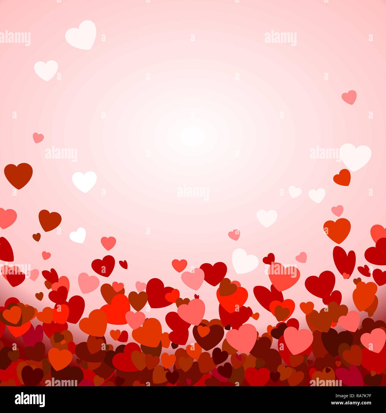 Valentinstag Hintergrund mit Herzen. Romantische Dekoration Elemente. Vector Illustration Stock Vektor