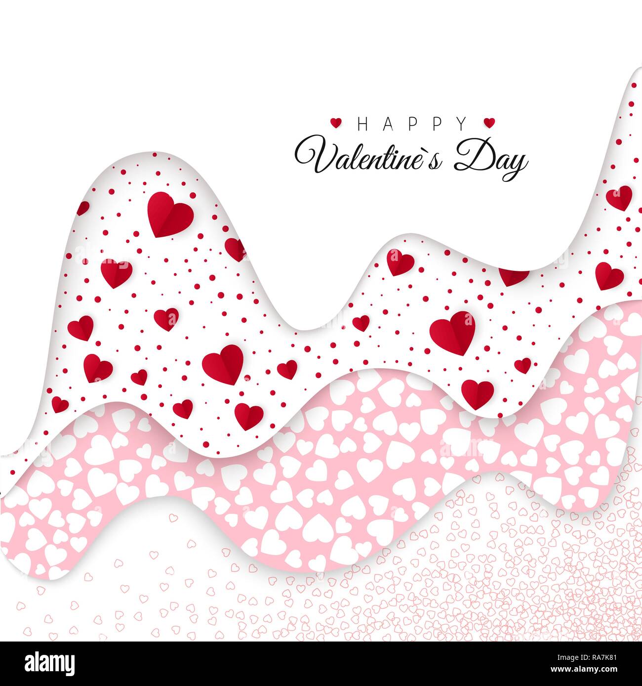 Happy Valentines Tag. Urlaub Dekoration Elemente. Romantische Jäten Design. Hintergrund mit Ornamenten und Herzen. Vector Illustration Stock Vektor