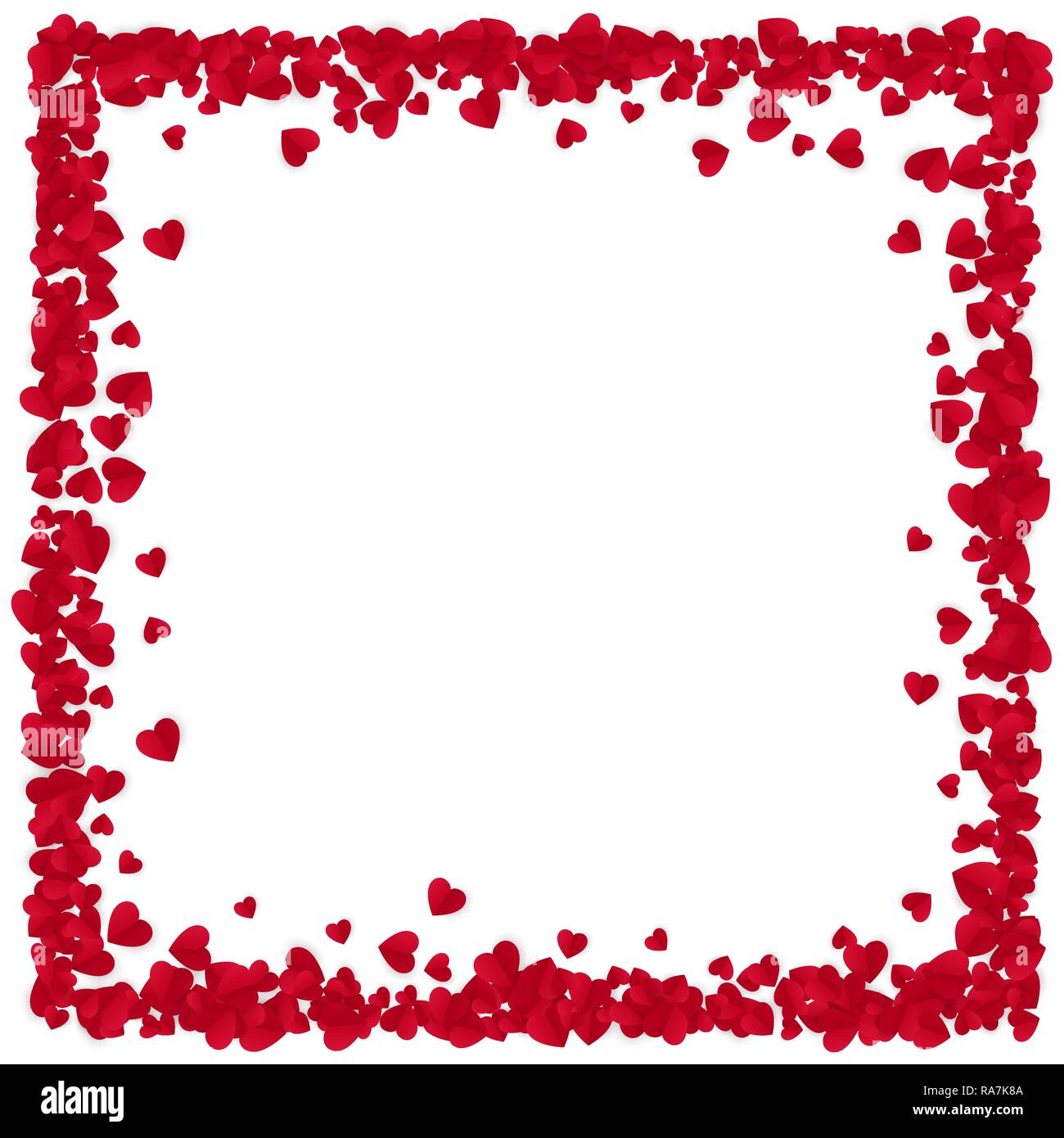 Rotes Papier Herzen Bild Hintergrund. Valentinstag romantischer Hintergrund. Herz Rahmen mit Platz für Text. Vector Illustration auf weißen backgrou isoliert Stock Vektor