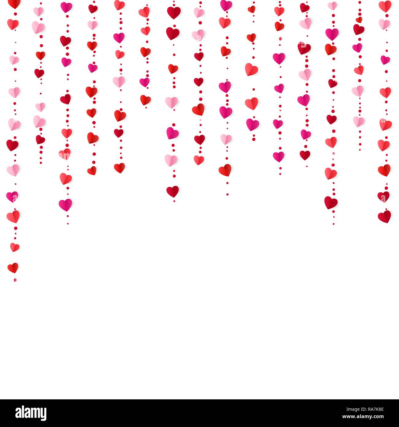 Vertikale bunte Herzen Girlanden. Valentines Tag romantische Hintergrund. Geschenkpapier Hintergrund. Vector Illustration Stock Vektor