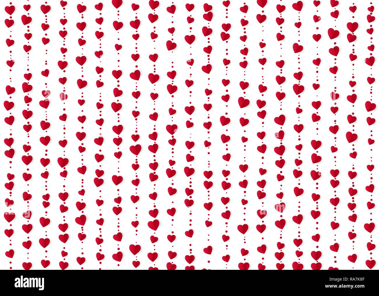 Rote Herzen Girlanden. Valentines Tag romantische Hintergrund. Geschenkpapier Hintergrund. Vector Illustration Stock Vektor