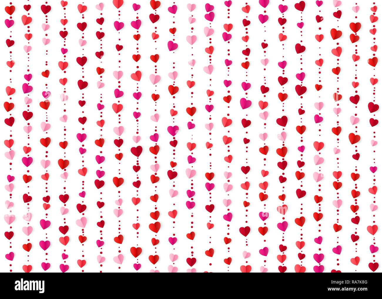 Bunte herzen Girlanden. Valentines Tag romantische Hintergrund. Geschenkpapier Hintergrund. Vector Illustration Stock Vektor