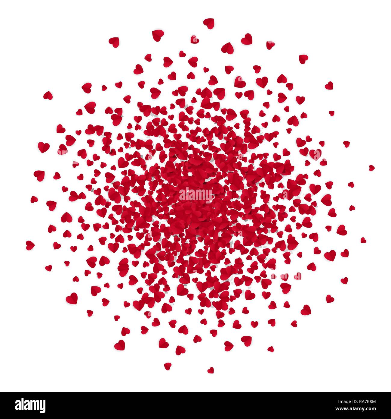 Rotes Papier Herzen Konfetti. Vector Illustration auf weißem Hintergrund Stock Vektor