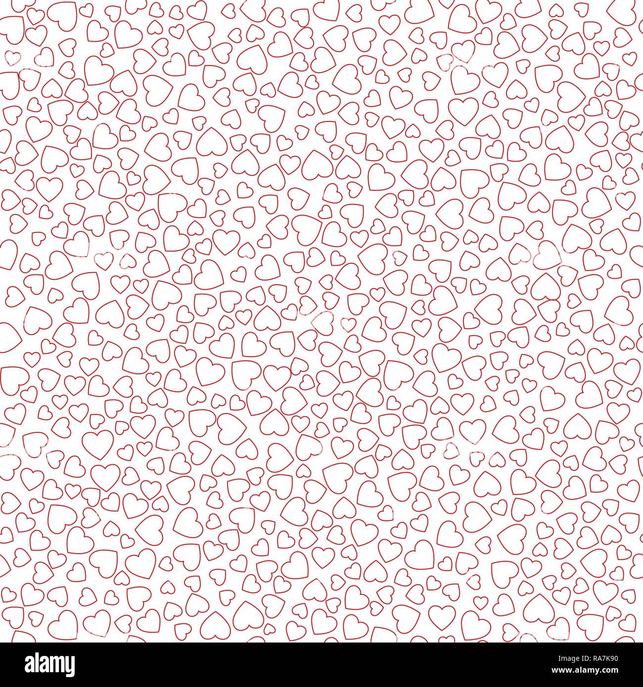 Nahtlose Muster mit Herzen. Valentines Tag Muster mit roten Herzen auf weißem Hintergrund. Vector Illustration Stock Vektor