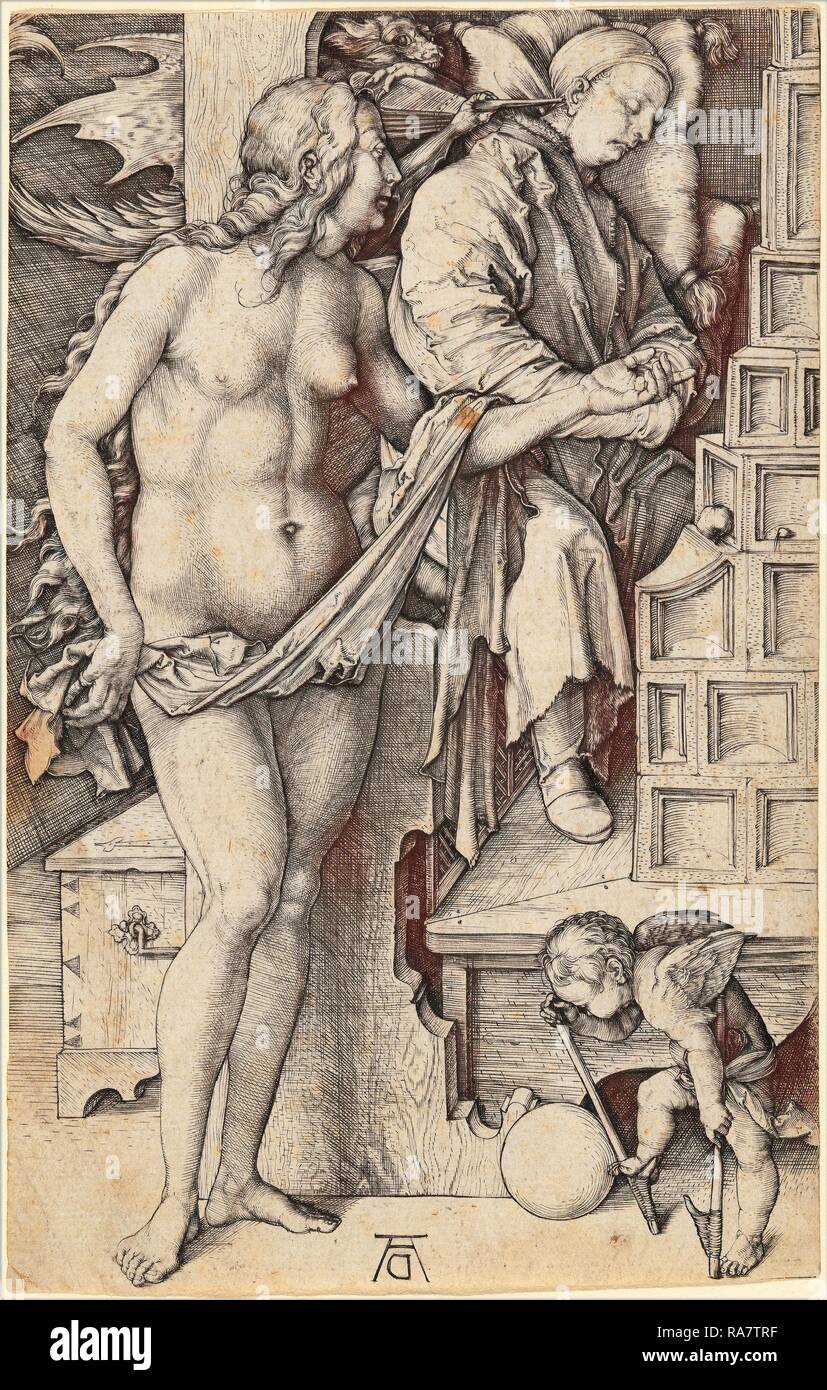 Albrecht Dürer (1471 - 1528), der Traum von der Arzt (Versuchung der Spannrolle), 1498-1499, Gravur (Neuerfundene Stockfoto