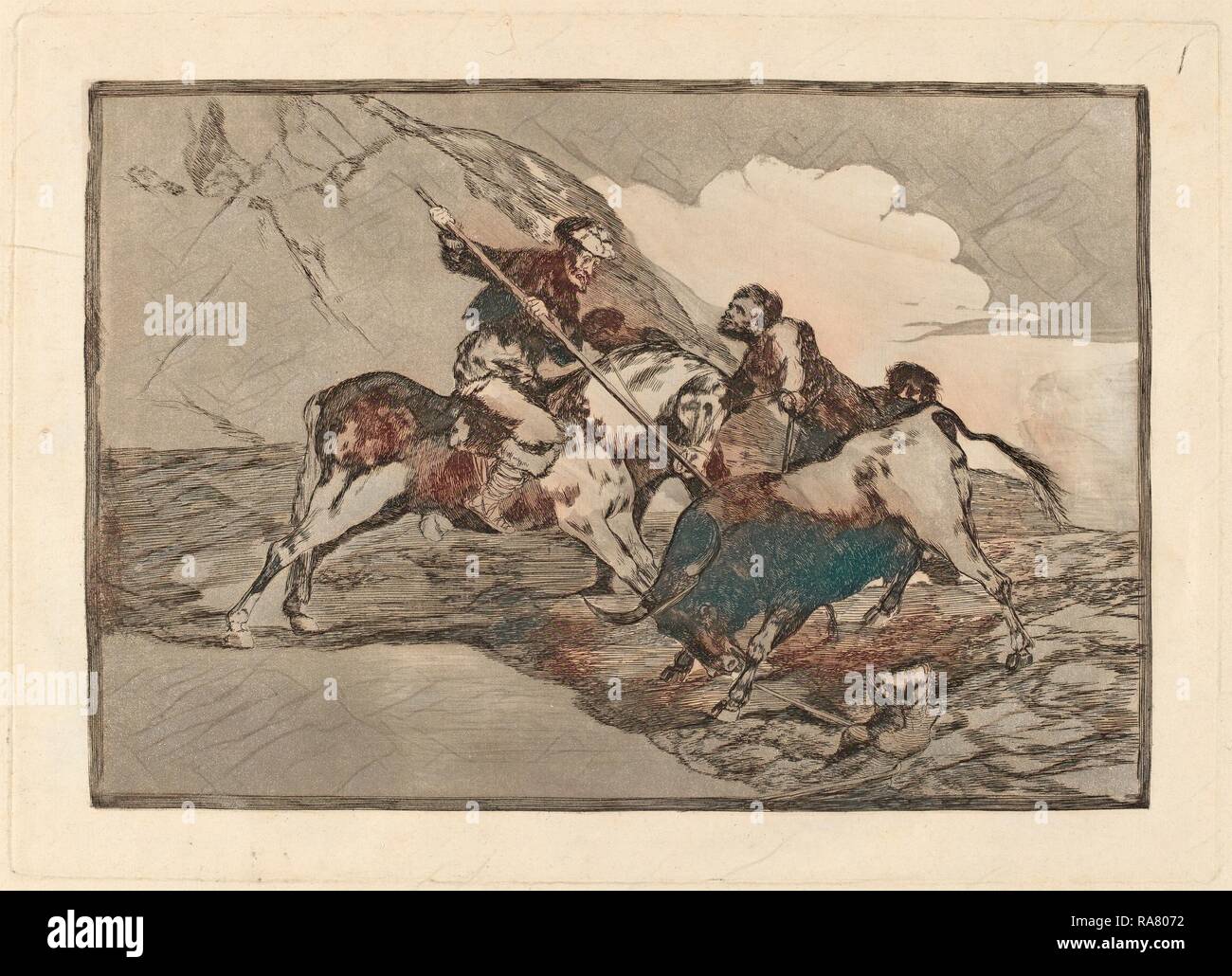 Francisco de Goya, Modo con que los antiguos Espanoles cazaban Los Toros a Caballo en El Campo (die Art und Weise, in der die Neuerfundene Stockfoto